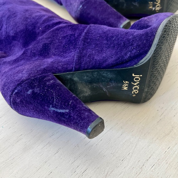 JOYCE OF CALIFORNIA Royal Purple Suede Chunky Heel Boots Vintage 5.5 M - Picture 4 of 11